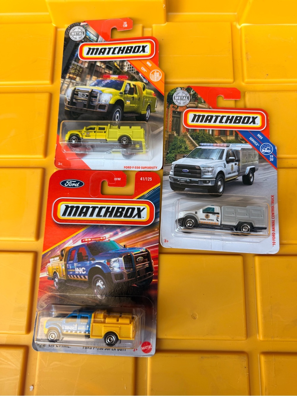 Matchbox Yellow and White Ford Trucks Toy Set